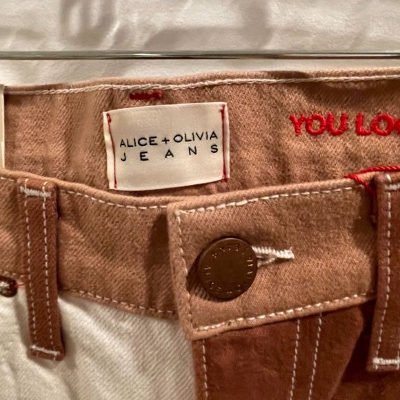 NWT Alice + Olivia Brown Patchwork Wide Leg Gaucho Cropped, Size 26 - Picture 11 of 16